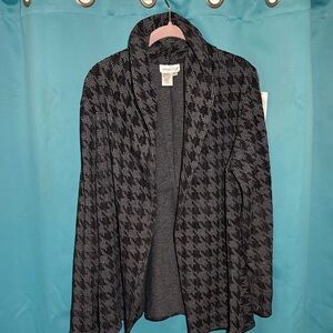 Calvin Klein Women's Black and Gray Houndstooth Jacket